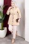 Detachable Hooded Zippered Trench Coat with Waist Tunnel Beige - 5
