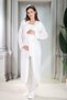 Yenisezon Ecru Summer Eyelet Embroidery Collar Short Sleeve Design 100% Cotton Maternity Maternity Dressing Gown Pajama Set Set - 4