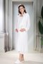 New Season Ecru Summer Eyelet Embroidery Collar Design Short Sleeve 100% Cotton Maternity Maternity Dressing Gown Nightgown Set - 4