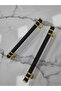 160 mm Square Ring Striped Inside Filled Gold Black Handle - 3