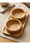 2-Piece Natural Snack Bowl Set with Bamboo Trays and Round Compartments, Presentation Snack Bowl - 2