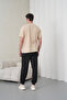 Men's Beige-Black Cotton Pack Crew Neck Sweater Pocketed Jogger Pants Top and Bottom Set - 7