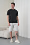 Men's Black Gray Cotton Piece Combed Cotton Short Sleeve Pocketed Shorts Set - 3