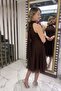 Women's Halter Neck Lined Chiffon Tulle Short Dress Slim Fit - 4