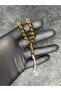 Wrist-Length Earth Fossil Drop Amber Simulated High-End Powder Amber Prayer Beads - 4