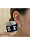 Zircon Stone Letter Earrings