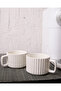 Relief Asortik Patterned 2-Piece Porcelain Tea and Coffee Cup Set for 2 People 220 ml - White - 2