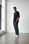 Anthracite Color Woven Cargo Pants - Zippered Pocket - Elasticated at the Leg - 2