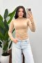 Women's Cream Crew Neck Long Sleeve Blouse - 2