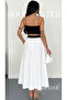 High Waist Lace-Up Poplin Maxi Skirt – Premium Drapey Long Skirt - 2