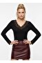 Women's V-Neck Lace Detail Combed Cotton Blouse 13010