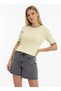 Women's Crew Neck Paneled Ribbed Knit Knitwear Sweater 12415 - 3