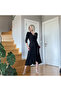 Crepe Fabric Midi Length Belted Long Sleeve Dress 113 Cm - 4
