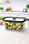 2620 ml Large Size Glass Storage Container with Vacuum Black Lid, Microwave & Refrigerator Compatible, 23X17X11 cm - 2