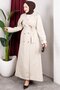 Belt Detail and Lined Full Length Trench Coat Stone - 4