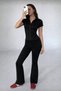 Voga Basic Black Fitness Slim Fit Zippered 2-Piece Sports Leggings Set - 2