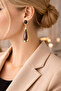 Gold Plated Drop Shape Brown Natural Stone Dangle Earrings Stylish and Modern Design