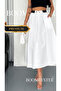 High Waist Lace-Up Poplin Maxi Skirt – Premium Drapey Long Skirt - 5