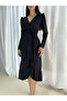 Crepe Fabric Midi Length Belted Long Sleeve Dress 113 Cm - 7