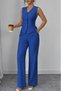 Women's Strappy Button-Front Blouse and Pants Linen Two-Piece Set