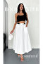 High Waist Lace-Up Poplin Maxi Skirt – Premium Drapey Long Skirt