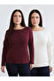Plus Size Boat Neck Women's T-Shirt 2-Pack - 2