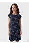 Lcw Grace Navy Blue Crew Neck Patterned A-Line Dress