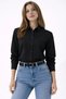 Women's Long Sleeve Shirt with Buttons, Classic Collar, Suitable for Casual and Office Wear - Black - 4