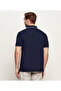 Men's Button Closure Short Sleeve 100% Cotton Blue Polo Collar T-Shirt - 2