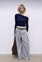 Double Asymmetric Boat Neck Regular Length Long Sleeve Blouse - 2