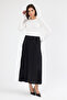 Women's Quality Black Pleated Skirt with Elastic Waist - 3