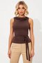 Women's Blouse Degaje Collar Sleeveless Fitted Knitted Fabric Plain Pattern Tie Detail Regular Length Sports - 4