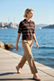Women's Blouse Polo Collar Three Button Short Sleeve Striped Fine Knit Regular Fit Single Plate D Woven Tops Clothing - 3