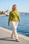Women's Plus Size Blouse Mock Neck Long Sleeve Knitted Fabric Ruched Detail Fitted Fit Sandy Woven - 3