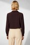 Women's Blouse Shirt Collar Long Sleeve Matte Satin Woven Plain Pattern Ruched Detail Regular Fit Length - 6