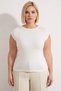 Women's Plus Size Blouse Basic Crew Neck Short Sleeve Fitted Mold Rib Knit Knitted Plain Stretchy - 4