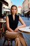 Women's Blouse V-Neck Sleeveless Fitted Ribbed Knit Knitted Corded Fabric Stretchy Plain Pattern Regular Length Stylish - 4