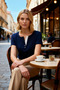 Women's Blouse Fitted Fit Half Placket Button Crew Neck Short Sleeve Standard Knitted Rib Knit - 4