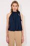 Women's Blouse Tie-Detail Halter Neck Sleeveless Ruched Knitted Fabric Regular Fit Asymmetrical Cut Plain Pattern - 5