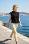 Women's Plus Size Blouse Mock Neck Sleeveless Knitted Stretchy Draped Shoulder Accessory Detail Fitted Fit Regular - 3