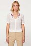 Women's Blouse Knitwear Peter Pan collar Short Sleeve Lace-Like Knit Holes Floral Embroidery Regular Fit Medium Thickness - 5