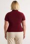 Women's Plus Size Blouse Mock Neck Short Sleeve Sandy Knitted Ruched Plain Pattern Slim Fit Regular Length - 6