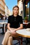 Women's Blouse Fitted Polo Collar Standard Short Sleeve Buttoned Rib Knit Knitted Fabric Soft-Textured - 4