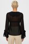 Women's Blouse Ruffle Detail V-Neck Long Sleeve Ruched Cuff Chiffon Yoryo Woven Sheer Unlined - 6