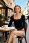 Women's Blouse Knitted Fabric Square Collar Lace Detailed Long Sleeve Fitted Fit Plain Pattern Regular Length Sandy - 4
