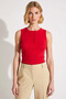 Women's Blouse Fitted Cropped Crew Neck Sleeveless Buttoned Corded Fabric Knitted Ribbed Knit Textured Stretchy Stylish - 5