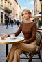 Women's Blouse Fitted Cropped Boat Neck Long Sleeve Striped Knitted Fabric Pointel Woven Design Sports - 4
