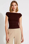 Women's Blouse Carmen Collar Sleeveless Fitted Bodycon Plain Stretchy Knitted Thick Sandy Fabric Modern - 5
