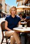 Women's Knitted Blouse Peter Pan collar Short Sleeve Buttoned Stretchy Plain Pattern Fitted Full Button Closure Combed Cotton - 4