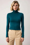 Women's Blouse Mock Neck Long Sleeve Knitted Fabric Fitted Fit Regular Length Sheer Plain Pattern Karyoka Stitched - 5
